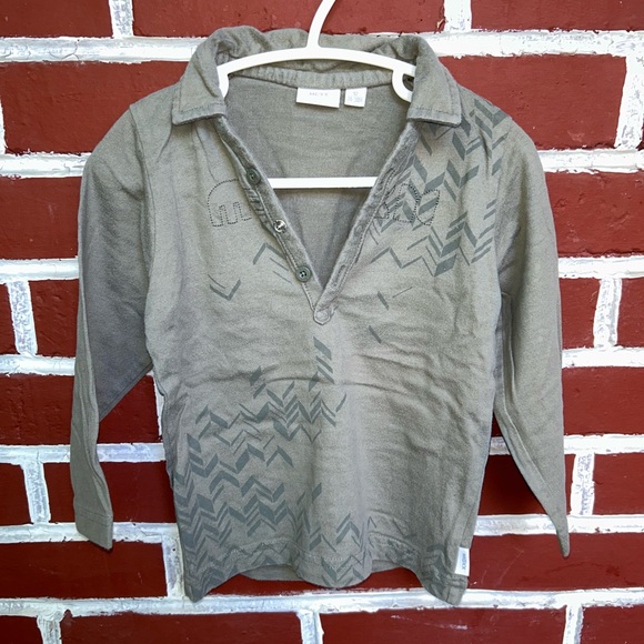 Mexx | v neck with colar long sleeve tee military green | size 24-30m - Picture 1 of 5